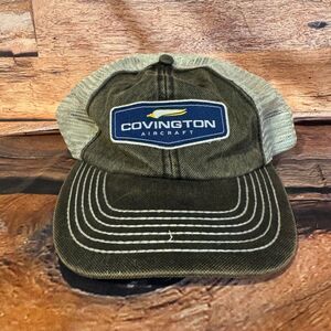 Eagle Wing Apparel Covington Aircraft Trucker Hat Men's Adjustable Grey Tan